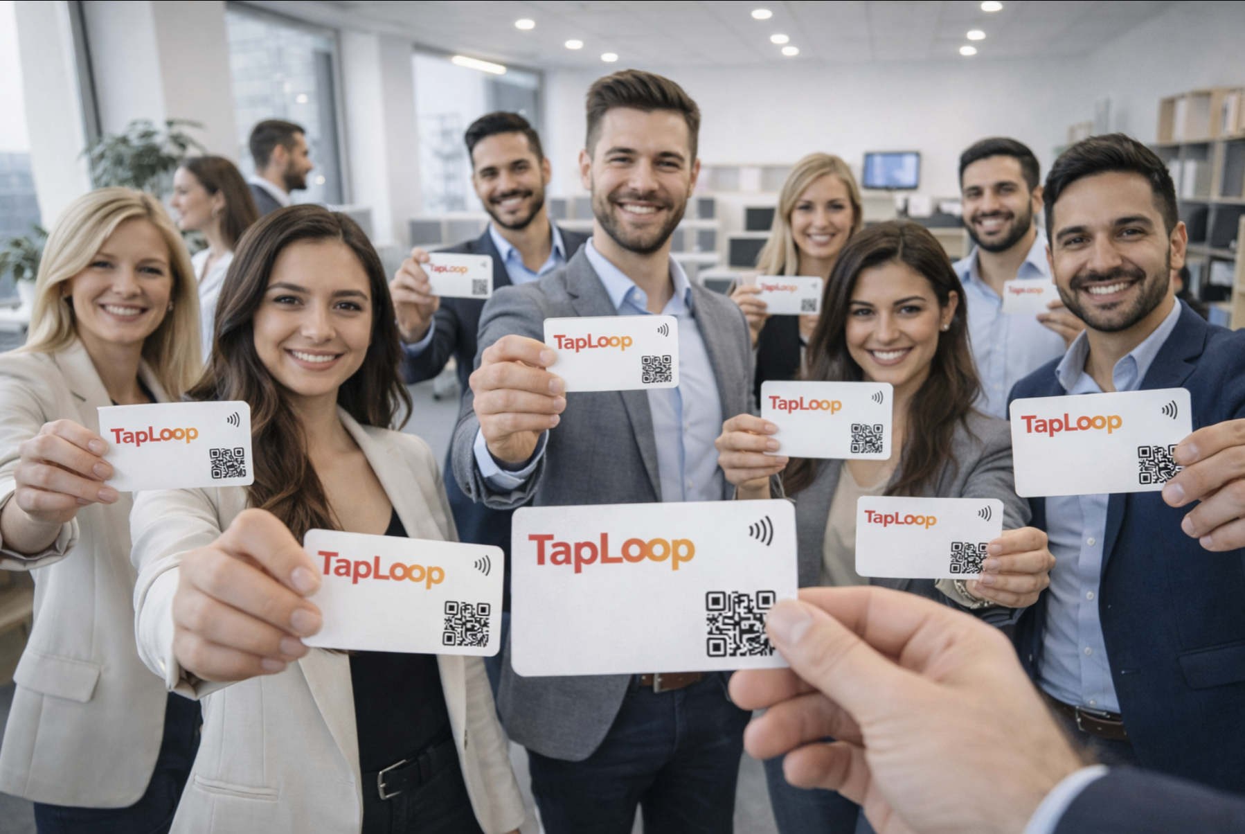 Equipo de trabajo usando tarjetas TapLoop