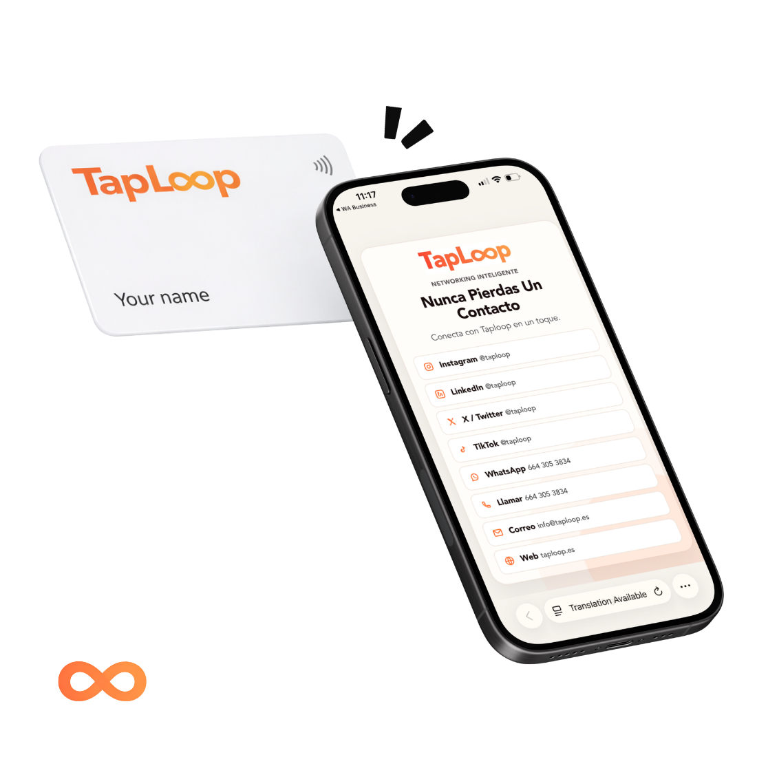 Tarjeta de presentación digital NFC PVC personalizada TapLoop